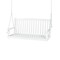 White Acacia Wood Curved Back Porch Swing Bench with Mounting Chains